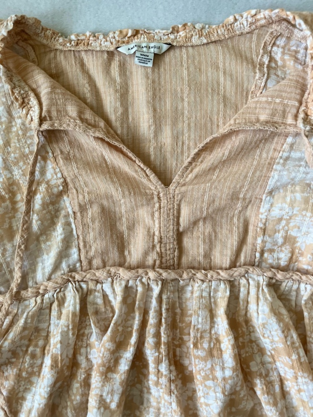 American Eagle Outfitters Peach Floral Peasant Top